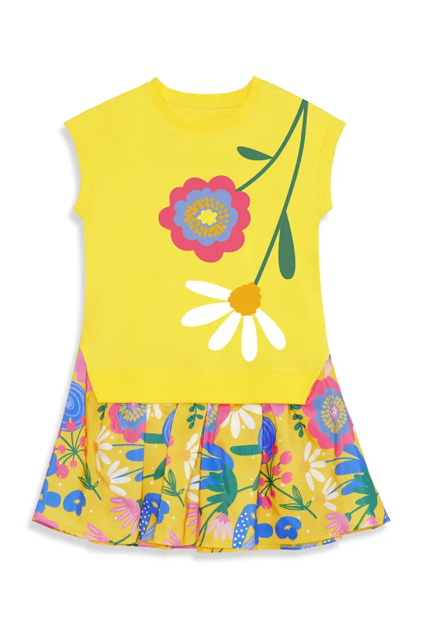 Robe de fille à fleurs jaunes