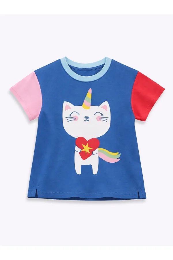 Kalpli Kedi Kız Çocuk T-shirt Tayt Takım