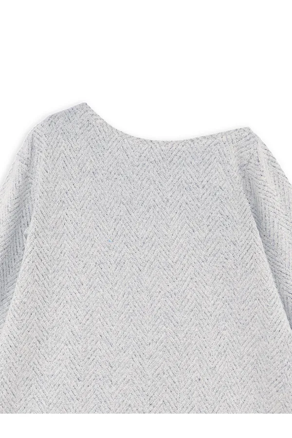 Girl's Asymmetrical Grey Knitted Dress