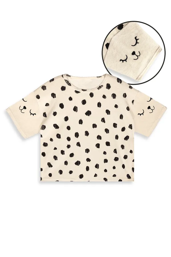 Ensemble short et t-shirt en éponge à imprimé léopard pour fille