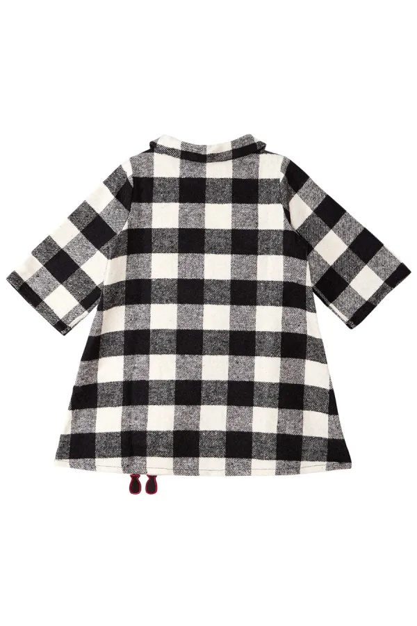 Ponpon Kız Çocuk Ekose Elbise