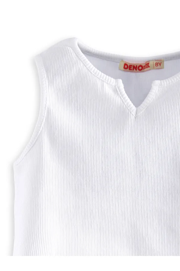 Kız Çocuk Siyah Beyaz Crop Atlet 2'li Takım