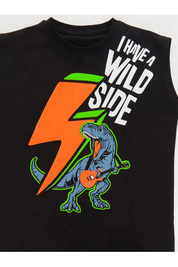 Şimşek Dino Erkek Çocuk T-shirt Kapri Şort Takım