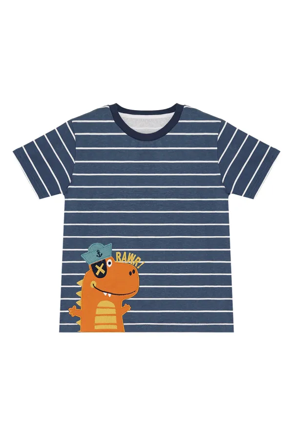 Denizci Dino Erkek Çocuk T-shirt Kapri Şort Takım