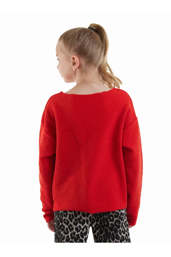 Crop Top Kız Çocuk Kırmızı Sweat