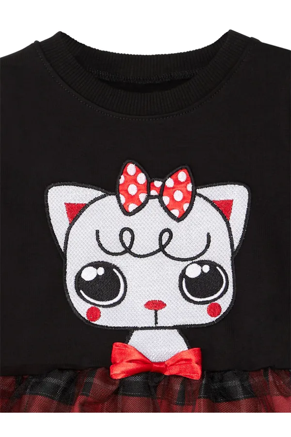 Robe de petite fille à motif chaton