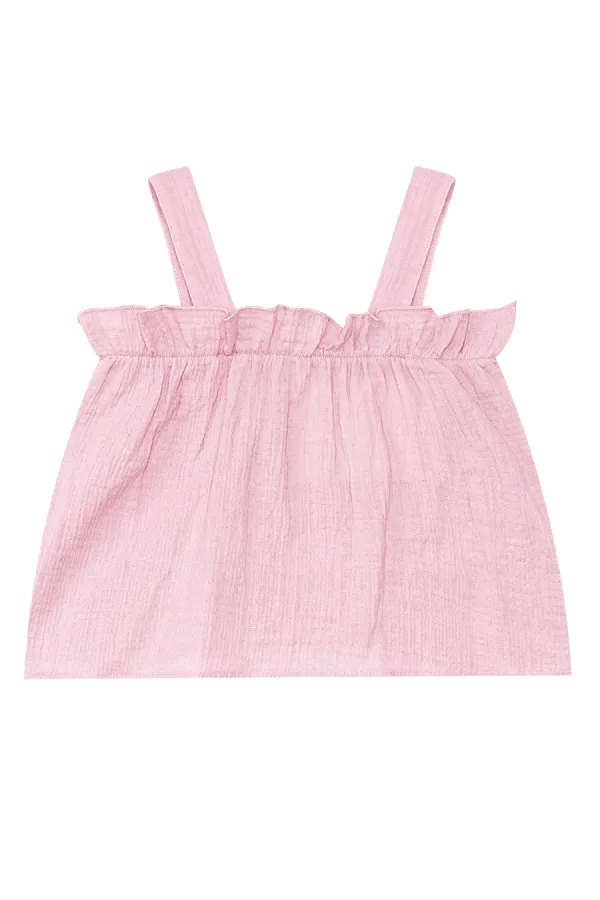 Baby Girl Pink Muslin Blouse and Shorts Set