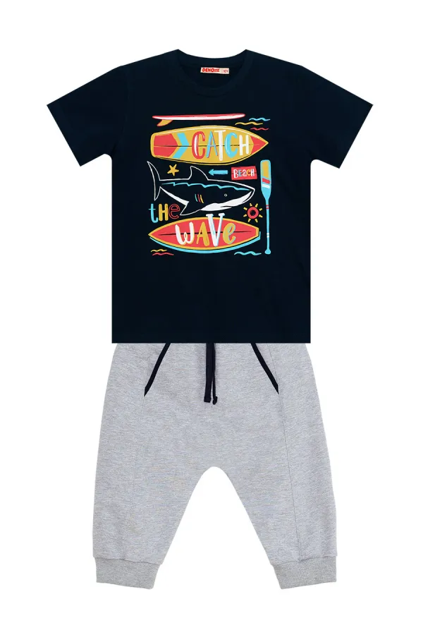 Catch Wave Erkek Çocuk T-shirt Kapri Şort Takım