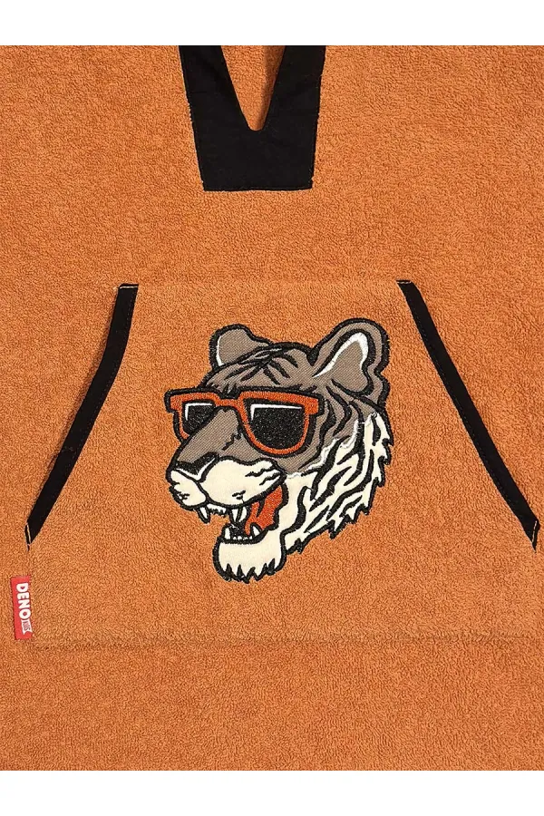 Kiremit Tiger Erkek Çocuk Panço Bornoz