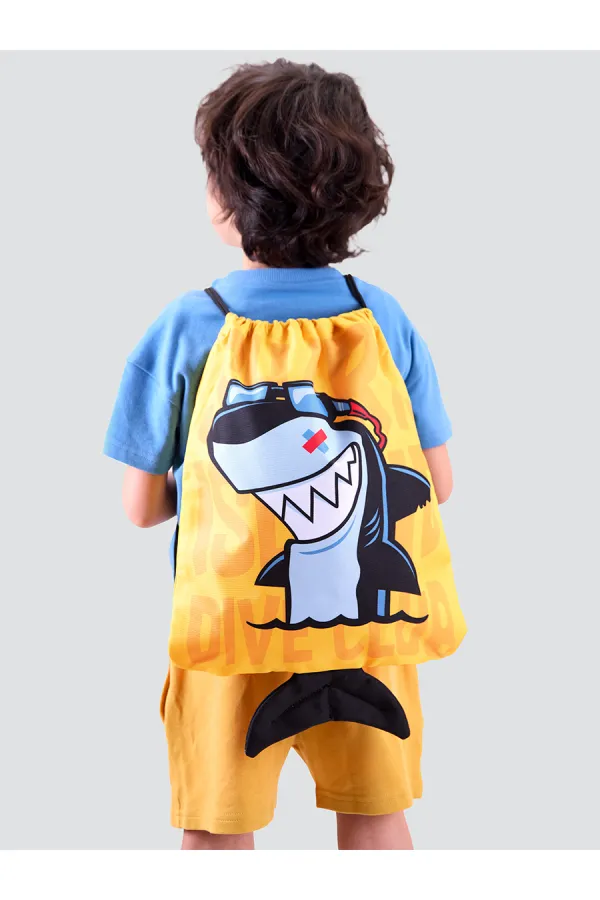 Sac à dos/sac de plage jaune Shark Boys