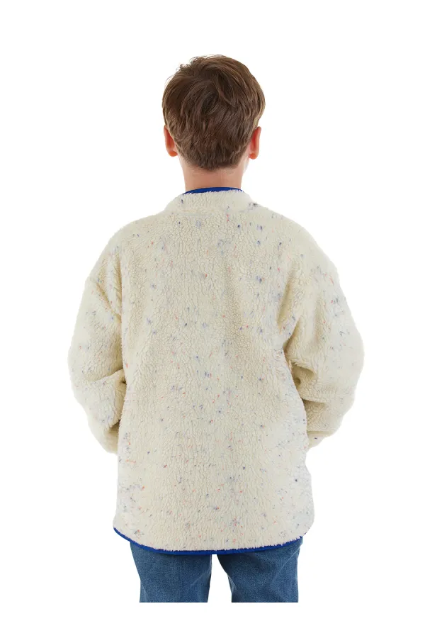 Beyaz Kız ve Erkek Çocuk Unisex Peluş Mont