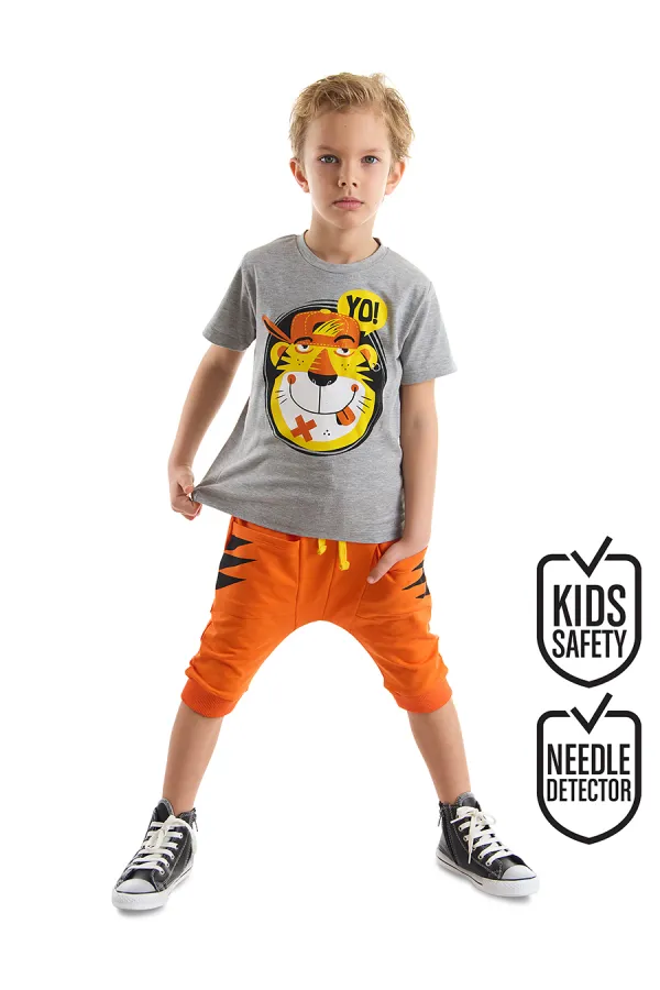 Yo Kaplan Erkek Çocuk T-shirt Kapri Şort Takım