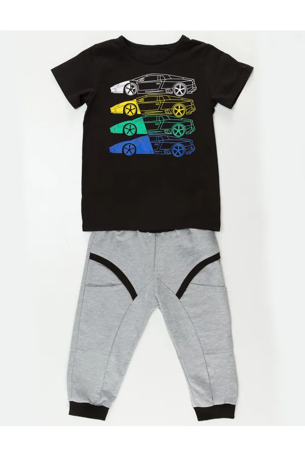 4 Cars Erkek Çocuk T-shirt Kapri Şort Takım