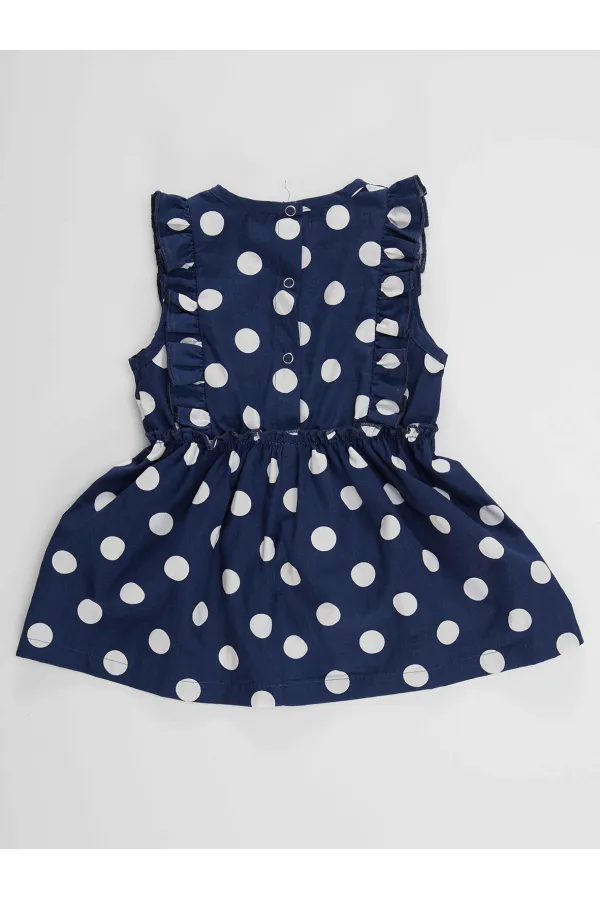 Puanlı Çilek Kız Bebek Poplin Elbise