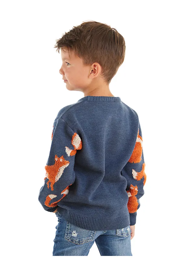 Fox Boys' Navy Blue Knitted Sweater Fox Boys' Navy Blue Knitted Sweater