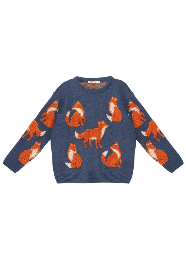 Fox Boys' Navy Blue Knitted Sweater Fox Boys' Navy Blue Knitted Sweater