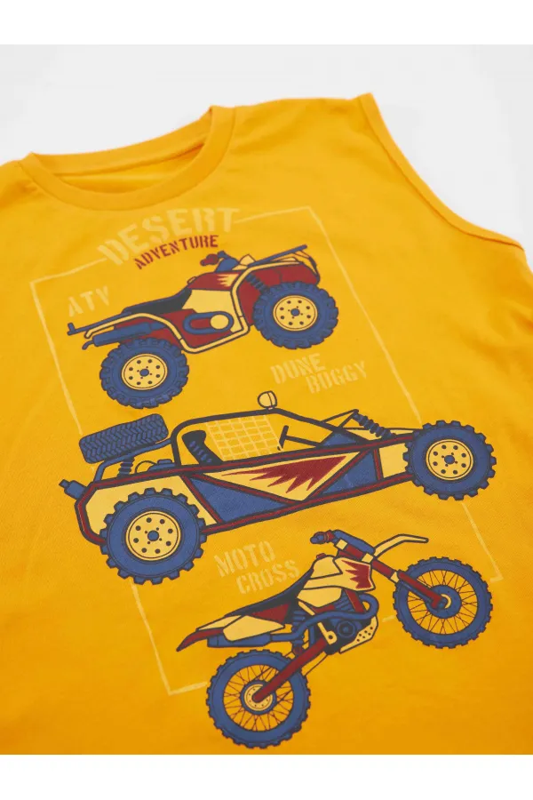 Motocross Erkek Çocuk T-shirt Kapri Şort Takım