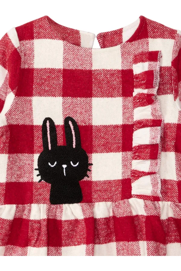 Black Rabbit Plaid Girl's Dress