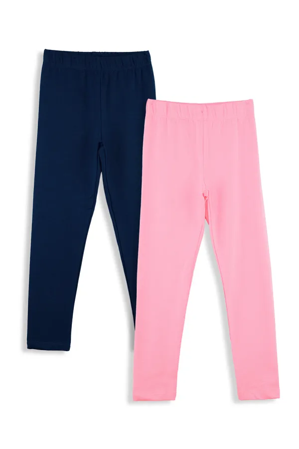 Navy Blue and Pink Girls' 2-Pack Leggings