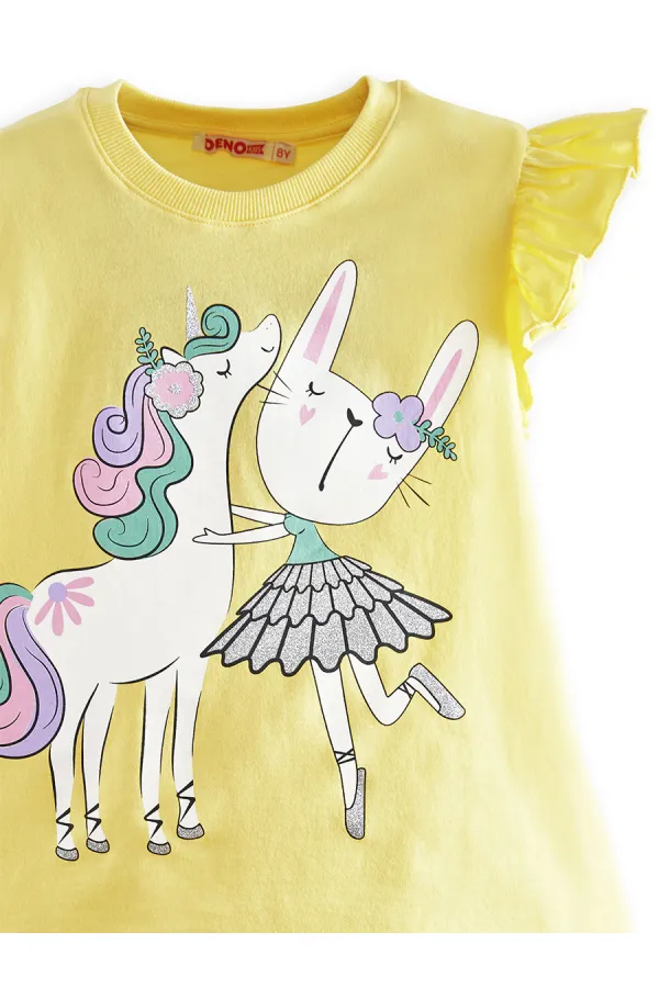 Ensemble T-shirt et legging métallisé Licorne pour fille