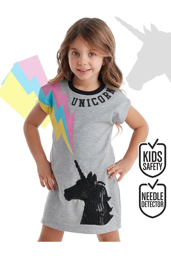Robe licorne grise pour fille
