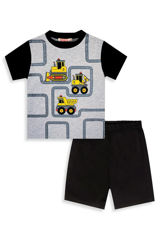 İnşaat Araçları Erkek Çocuk T-shirt Şort Takım