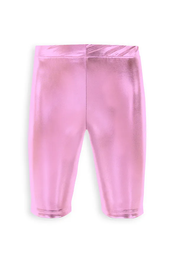 Kız Çocuk Diz Üstü Pembe Parlak Tayt