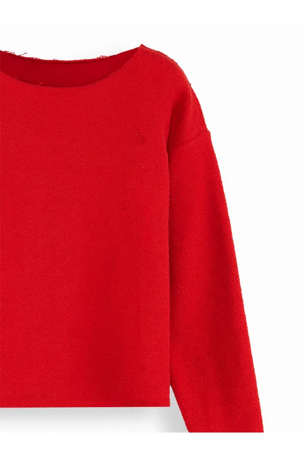 Crop Top Kız Çocuk Kırmızı Sweat
