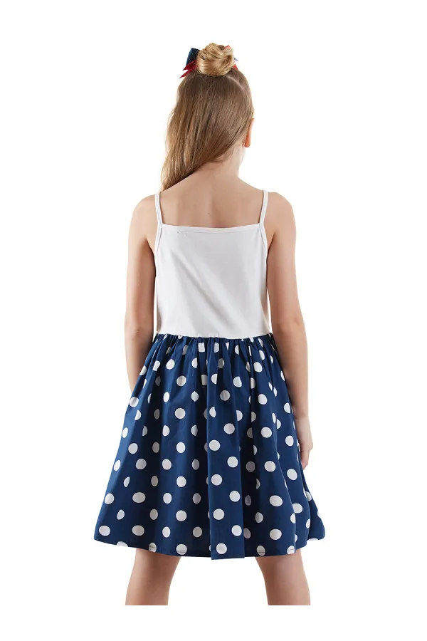 Robe bleu marine à pois Lily pour fille