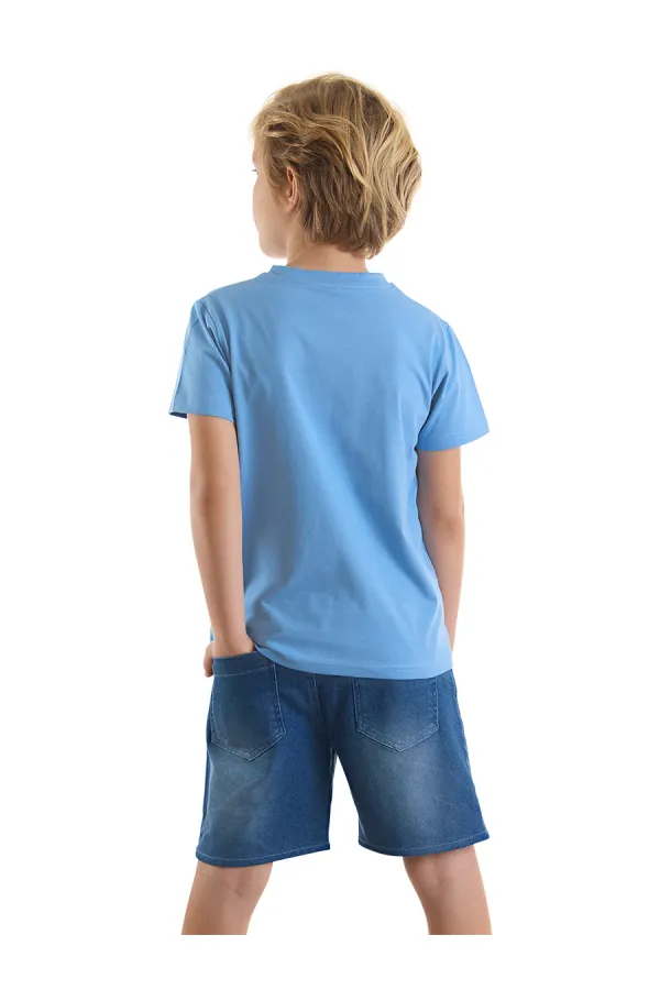 Let's Play Erkek Çocuk T-shirt Denim Şort Takım