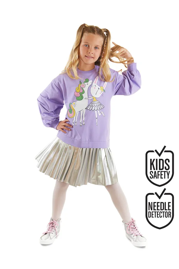 Ballerina Unicorn Girl's Pleated Dress