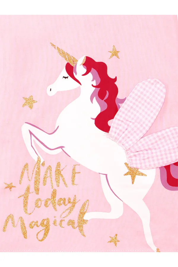 Winged Unicorn Plaid Girl's Pink Dress