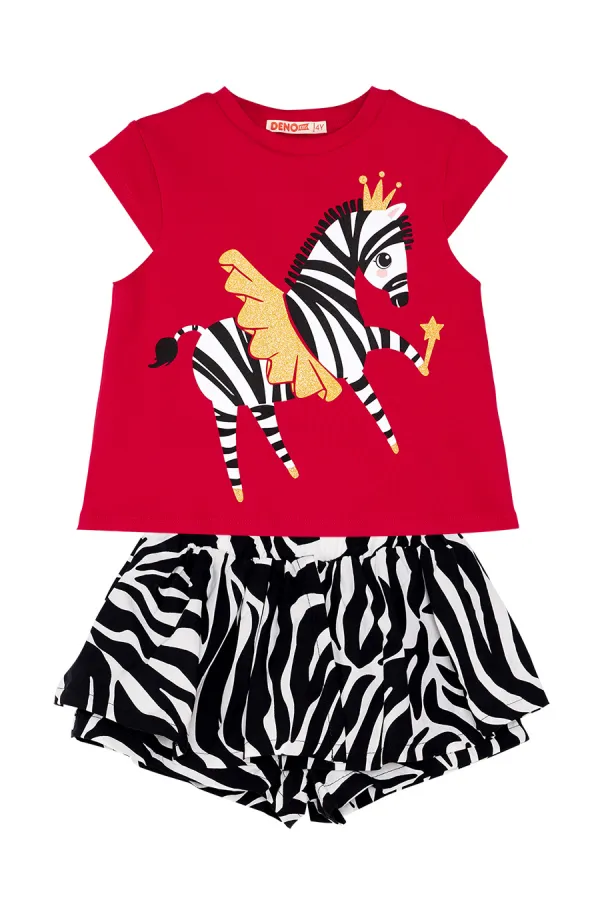 Ballerina Zebra Girl's T-Shirt and Shorts Set