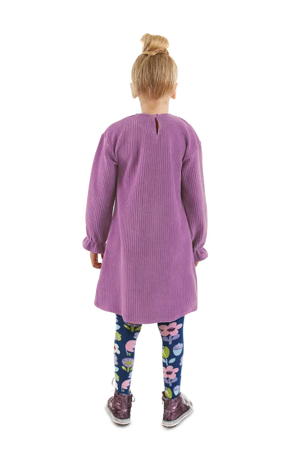 Floral Girl's Lilac Velvet Dress