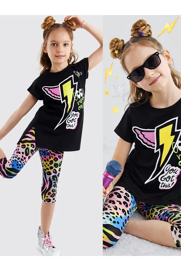 Ensemble tunique et legging pour filles Good Vibes