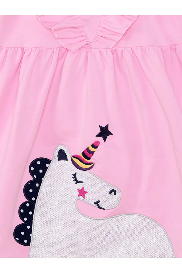 Robe rose à paillettes licorne pour fille