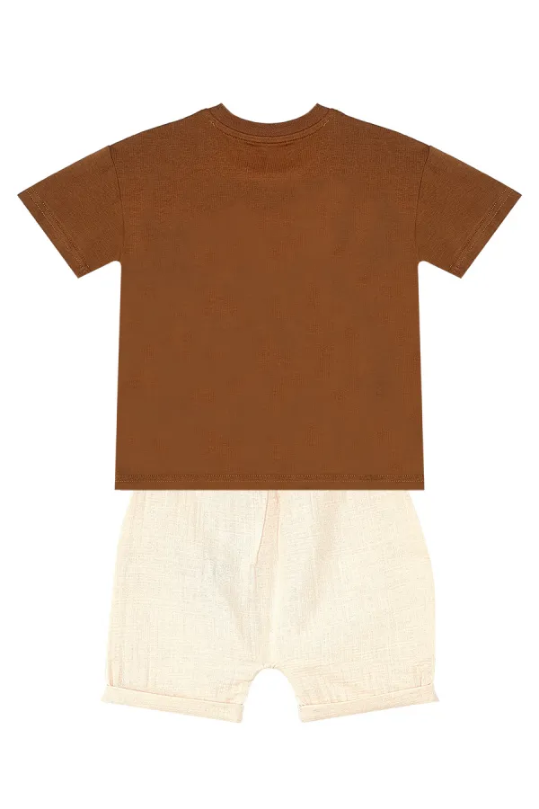 Erkek Bebek Çocuk Müslin Şort T-shirt Takım