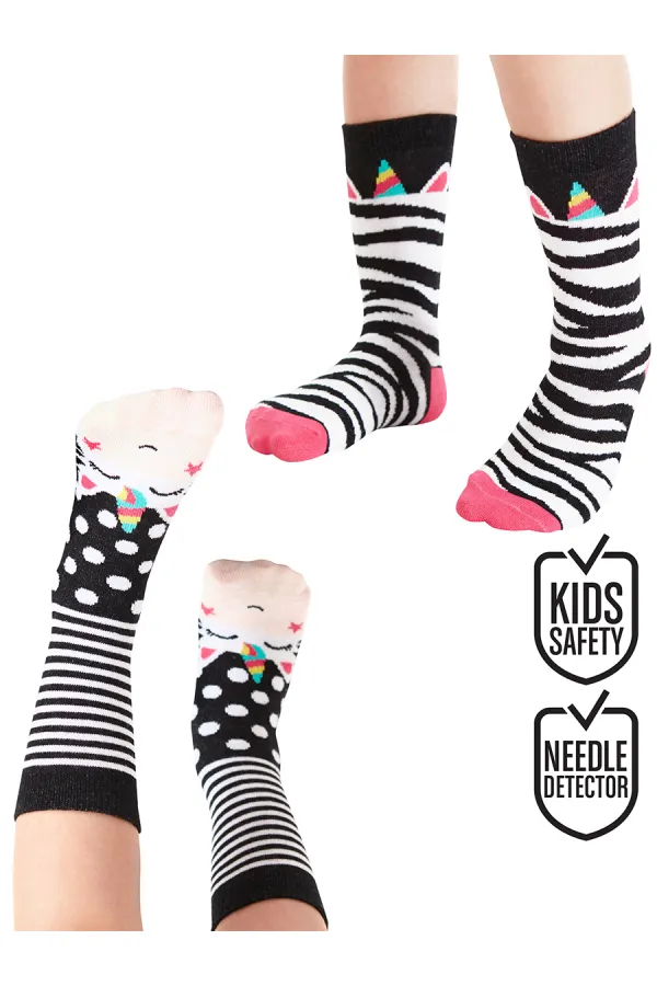 Zebracorn Girls' 2-Pack Ankle Socks