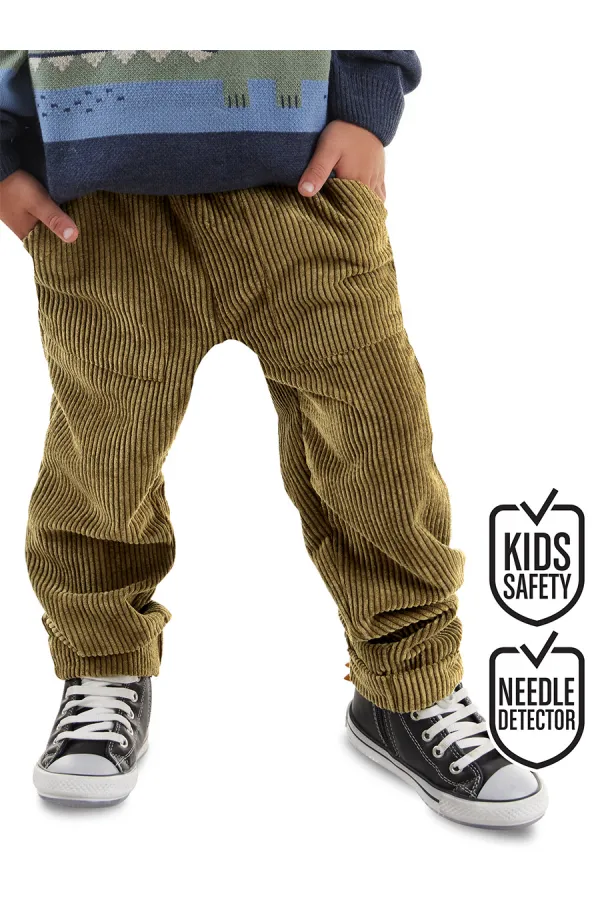 Fitilli Kadife Haki Erkek Çocuk Pantolon