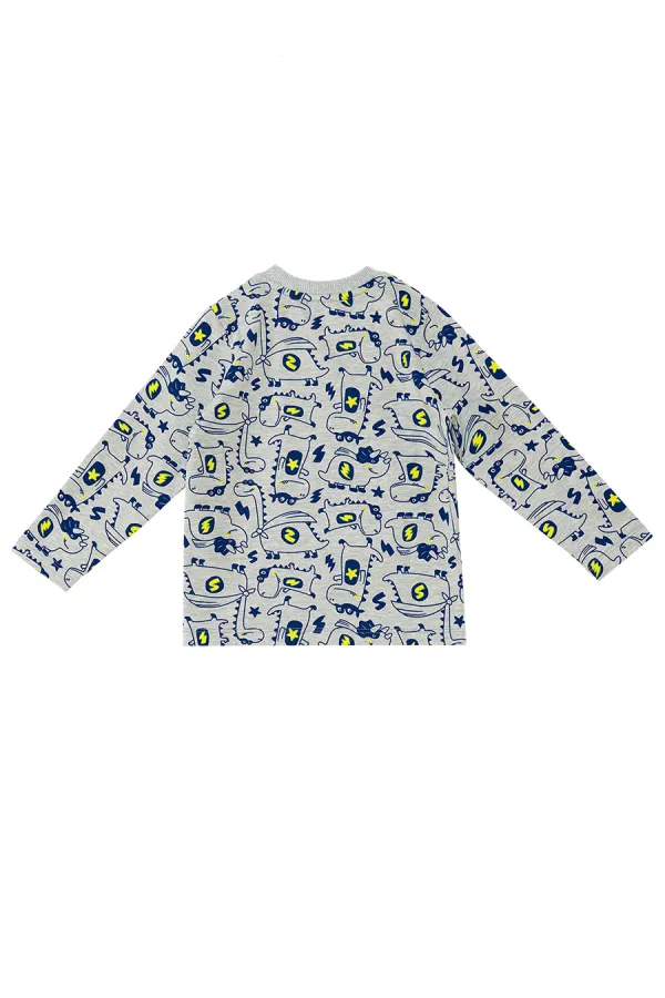 Super Dino Baby Boy Grey Pajama Set