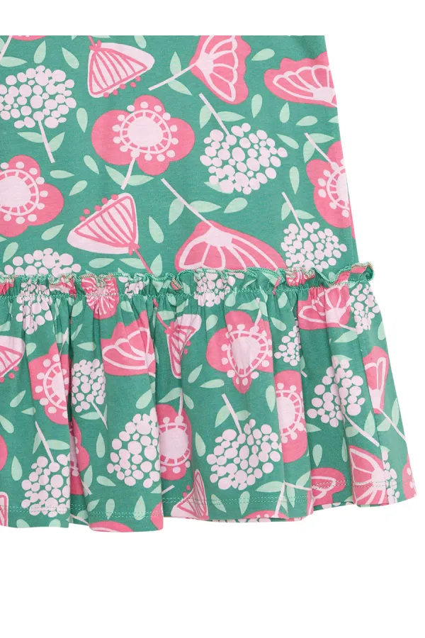 Robe verte à volants pour demoiselle d'honneur rose