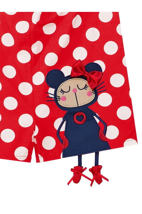 Red Polka Dot Girl's Woven Jumpsuit