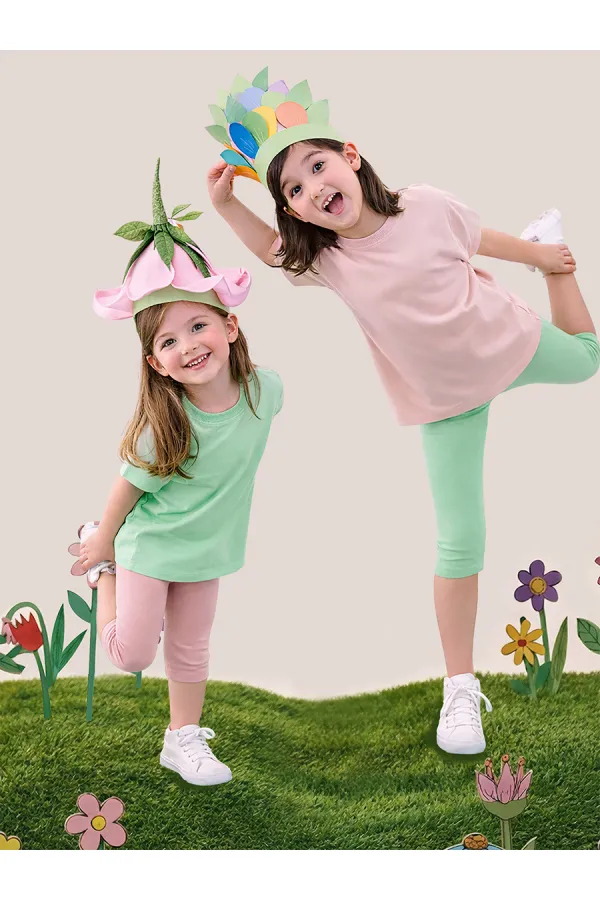 Ensemble de 2 débardeurs et leggings roses et menthe pour filles