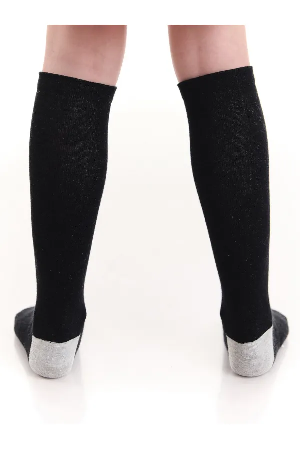 Poppy Flower Girl's Knee-High Socks Black