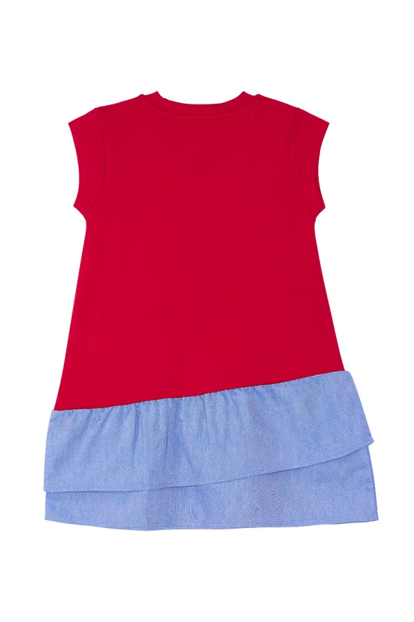 Robe rouge pour fille avec volants de chat