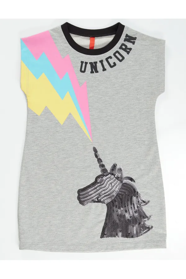 Robe licorne grise pour fille