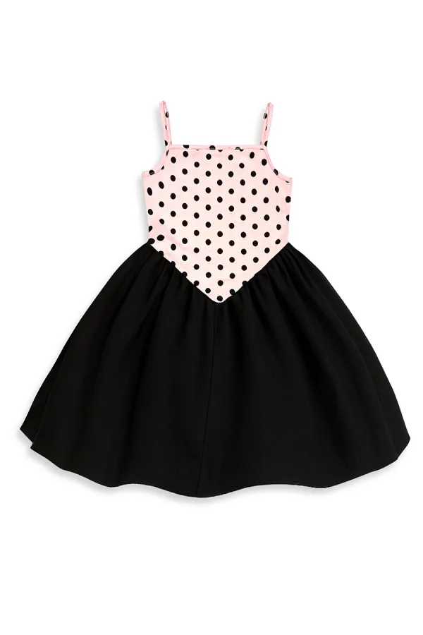 Robe de fille à pois roses et noirs