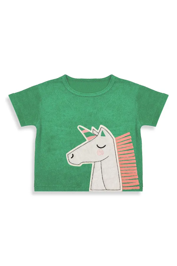 Unicorn Kız Çocuk Havlu Şort T-shirt Takım