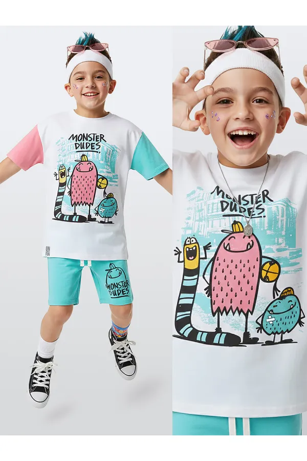 Monster Dudes Boys' T-shirt and Shorts Set