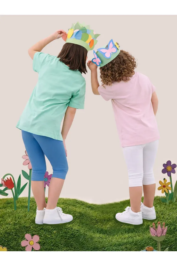 Ekru Ve Mavi Kız Çocuk Kaşkorse 2'li Tayt Paketi